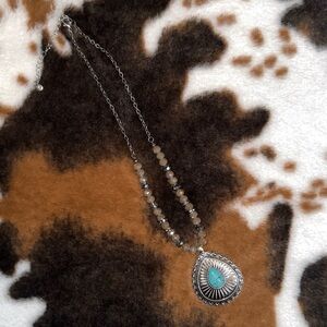 Turquoise and Silver Teardrop Necklace
